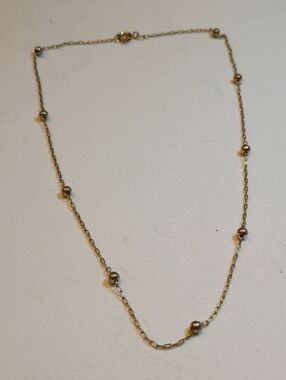 Delicate Gold Beaded Station Necklace - Women's Jewelry